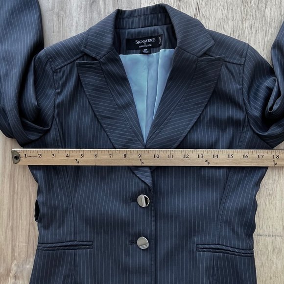 SIGNATURE BY LARRY LEVINE Women’s Gray Blue Long Sleeve Lined Blazer Jacket 2P - Picture 9 of 11